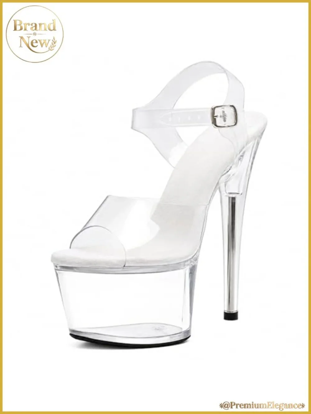 Clear Platform Heels 7 Inch Ankle Strap Pole Dance Exotic Dancer